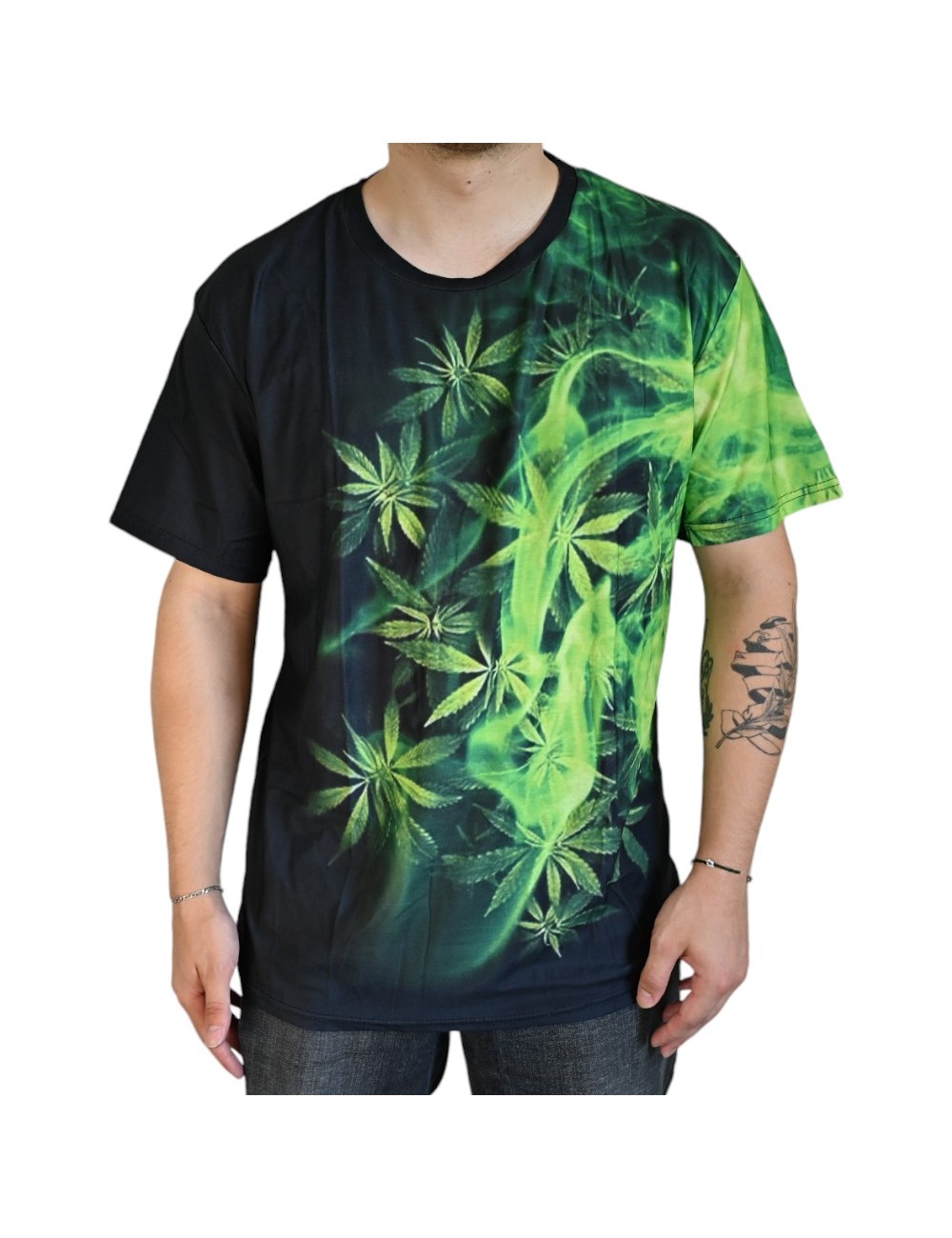 T-Shirt Cannabis Rauchiges Grün