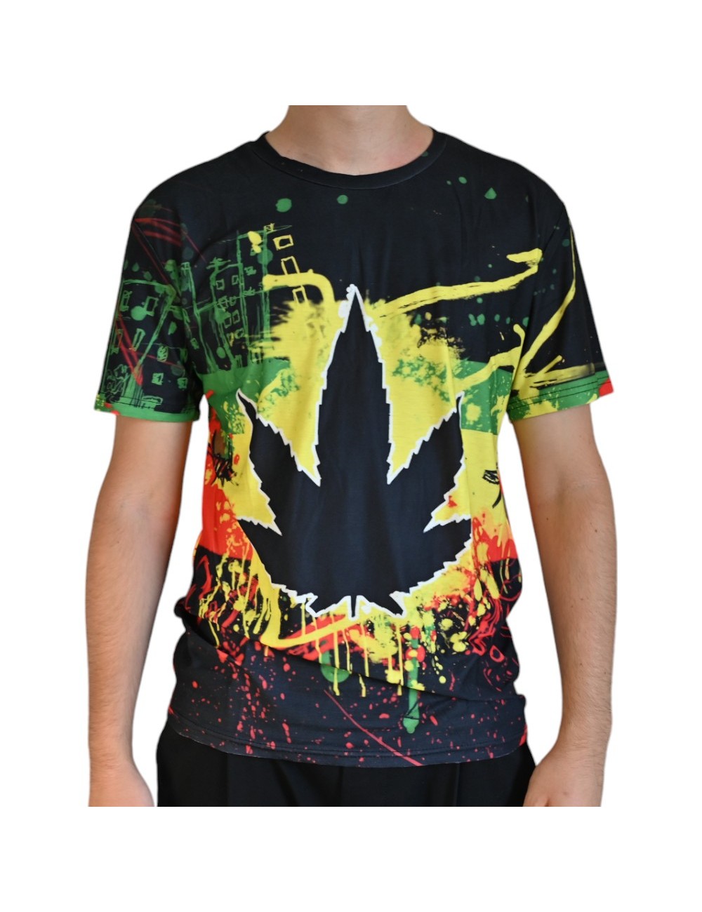 T-Shirt Cannabis Rasta Malerei