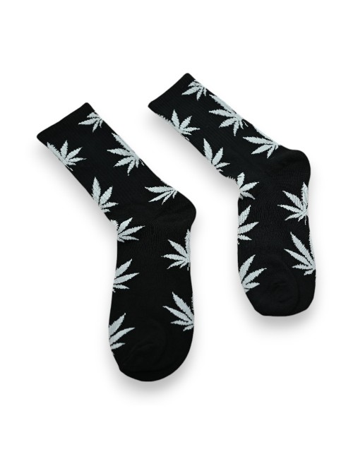 Hohe Cannabis-Socken schwarz