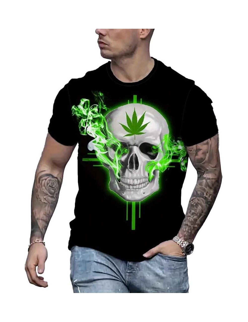 T-Shirt Weißer Schädel Gras