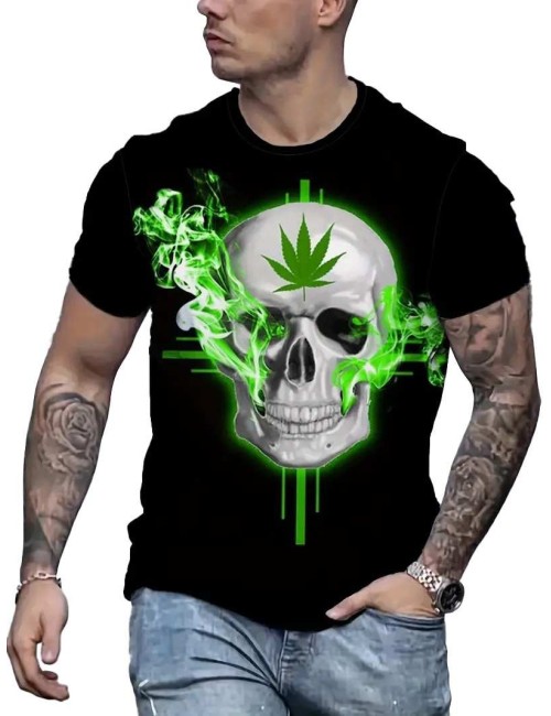 T-Shirt Weißer Schädel Gras