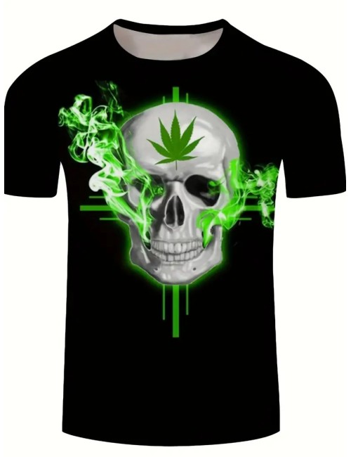 T-Shirt Weißer Schädel Gras