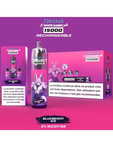 Puff WHITE RABBIT x TORNADO 15000 Blaubeere-Eis