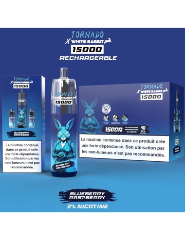 Puff WHITE RABBIT x TORNADO 15000 Blaubeere Himbeere