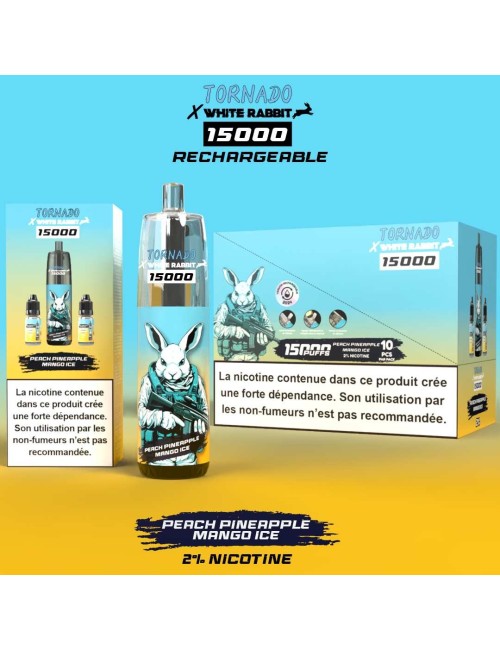 Puff WHITE RABBIT x TORNADO 15000 Pfirsich Ananas Mango Eis