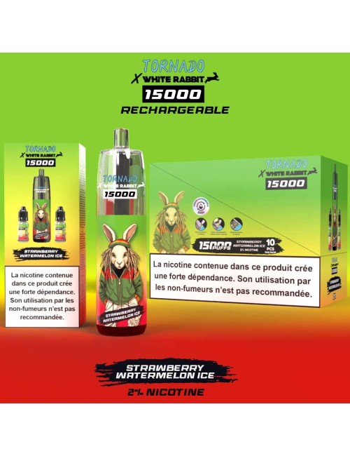 Puff WHITE RABBIT x TORNADO 15000 Erdbeere-Wassermelone-Eis