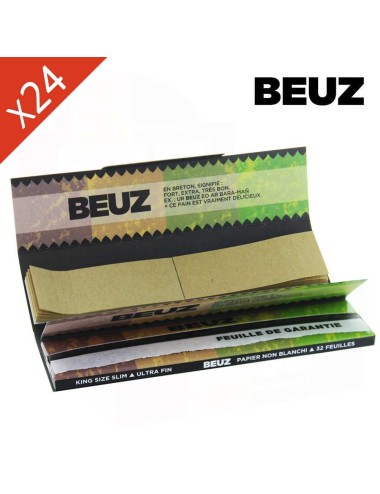 Packung mit 24 Beuz Brown Slim King Size Blättchen + Filter