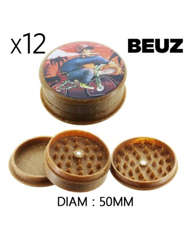 Schachtel mit 12 Hanf-Grinder Bike Biologisch abbaubar Braun 50mm