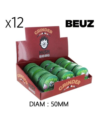 Schachtel mit 12 Hanf-Grinder Beuz Skeleton Grün