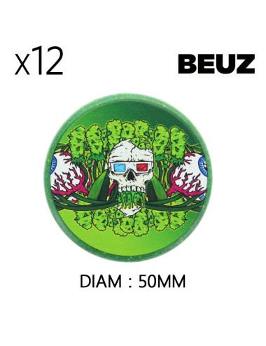 Schachtel mit 12 Hanf-Grinder Beuz Skeleton Grün