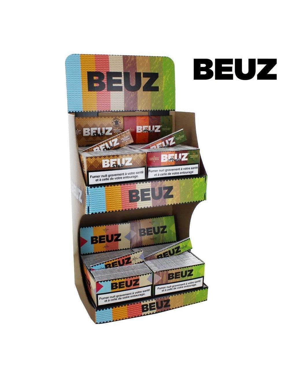 Pack Beuz - 4 Schachteln Slim Papers + Aufsteller
