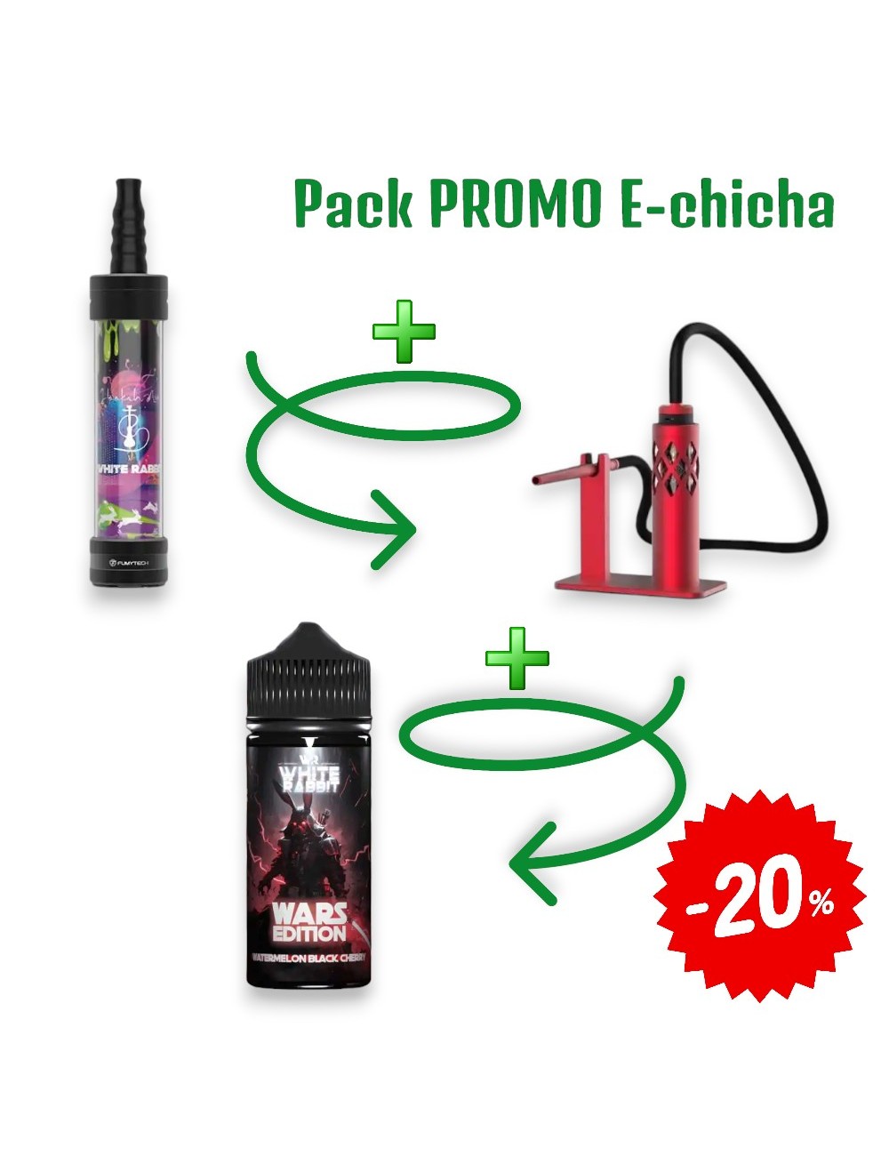 E-Shisha-Set White Rabbit Air Rot