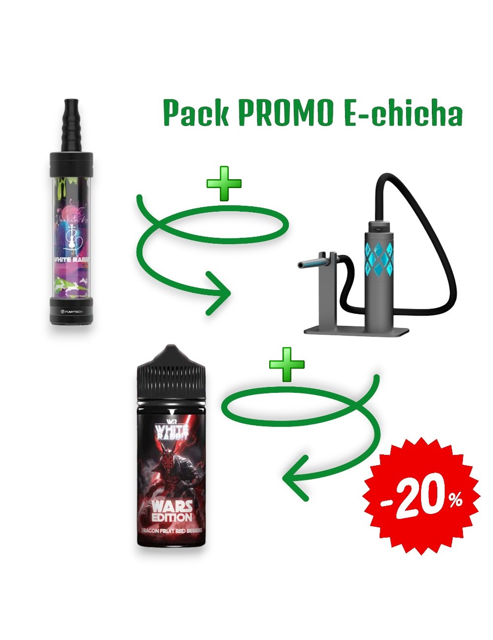 E-Shisha-Set White Rabbit Air Gun Metall