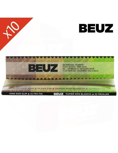 Packung mit 10 Braunen Slim BEUZ Blättchen-Heftchen