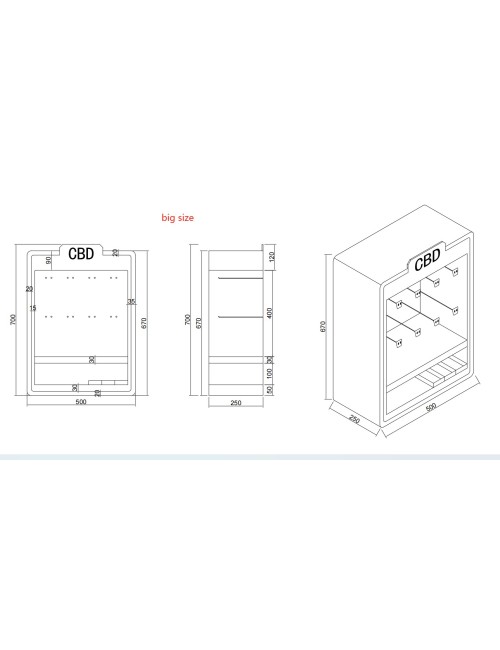 LED-Multicolor-Display für CBD-Schaufenster 70x50x25cm