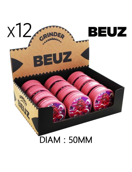 Dose mit 12 biologisch abbaubaren Hanf-Grinder Pink Bloodybud 50mm