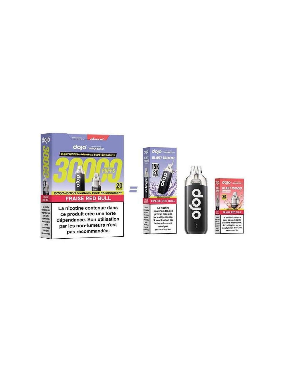 Puff Dojo Blast Bundle 30K Erdbeere Red Bull - Wiederaufladbare E-Zigarette 30000 Züge