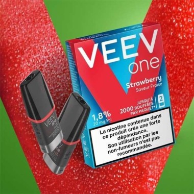 Packung mit 2 vorgefüllten Veev One Erdbeer-Pods - Erdbeergeschmack