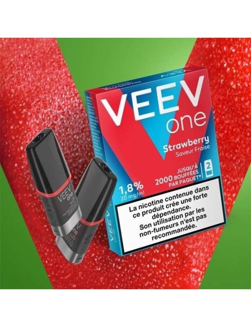 Packung mit 2 vorgefüllten Veev One Erdbeer-Pods - Erdbeergeschmack