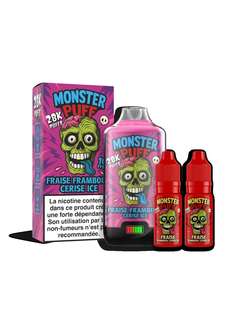 Puff Monster Puff 28k Erdbeere Himbeere Kirsche Eis