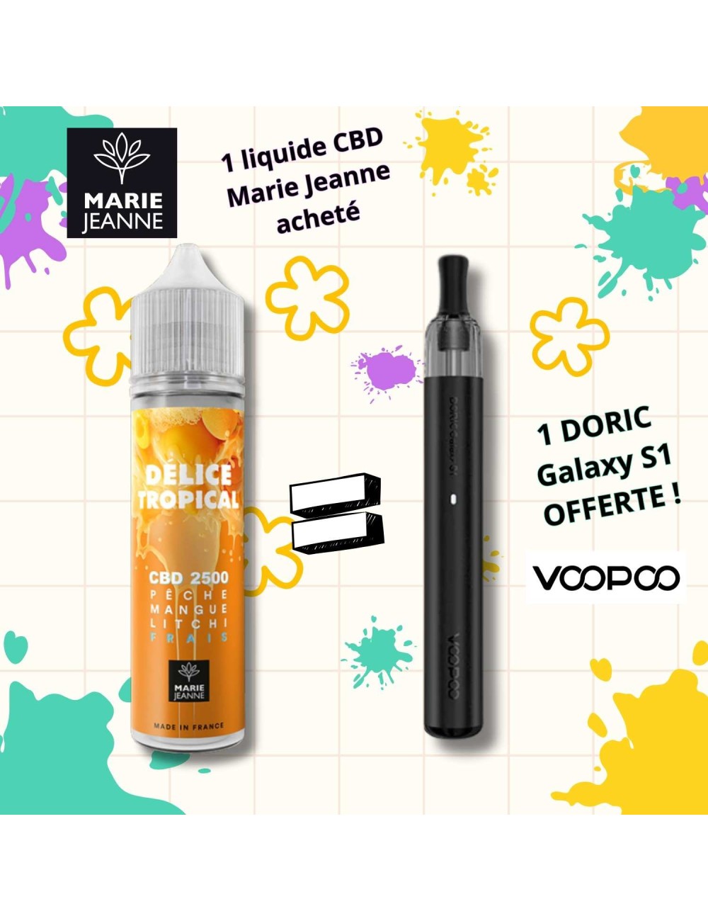 E-Liquid CBD Set Tropische Köstlichkeit Marie Jeanne + Doric Galaxy S1 Gratis