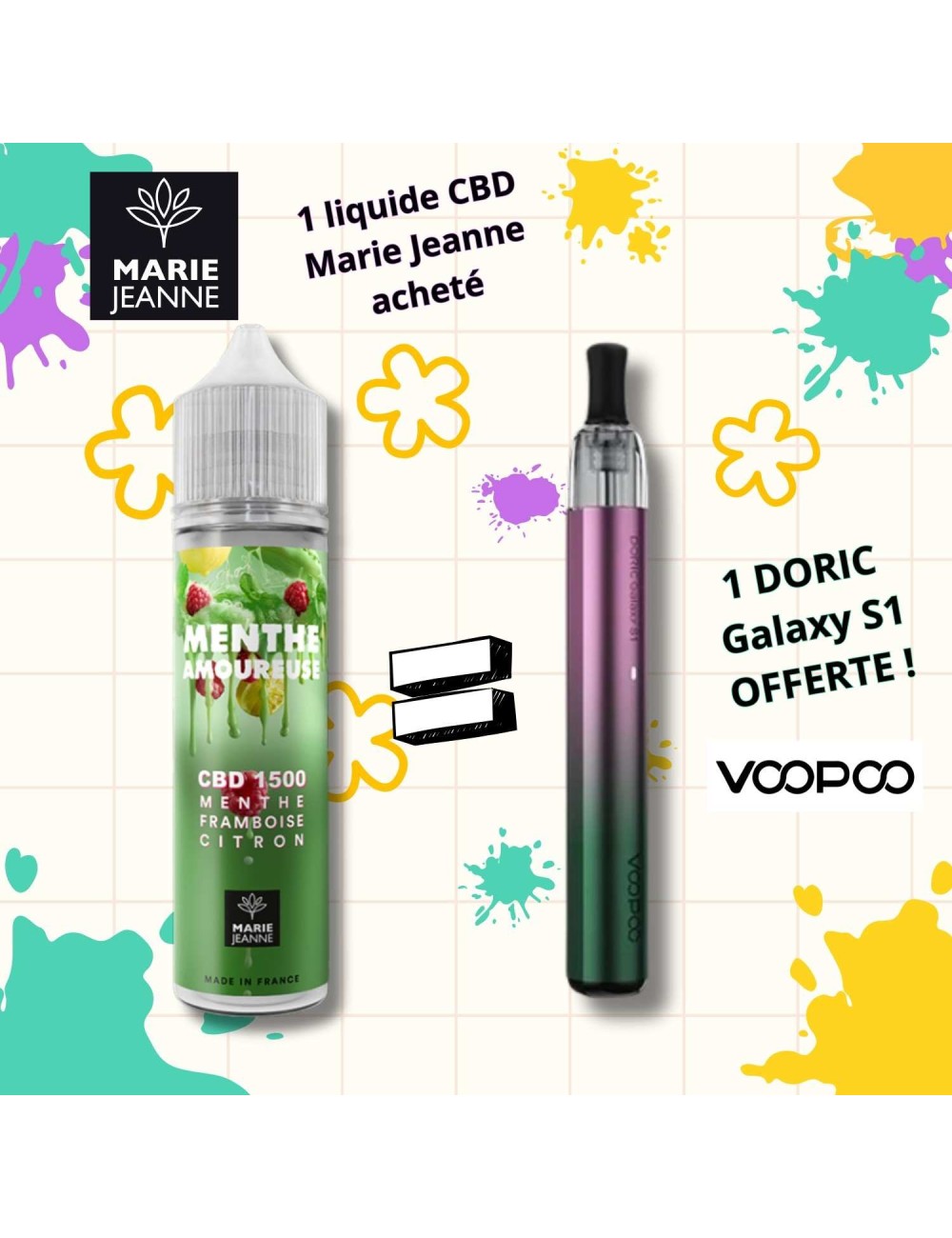 Pack E-Liquid CBD Liebesminze Marie Jeanne + Gratis Doric Galaxy S1