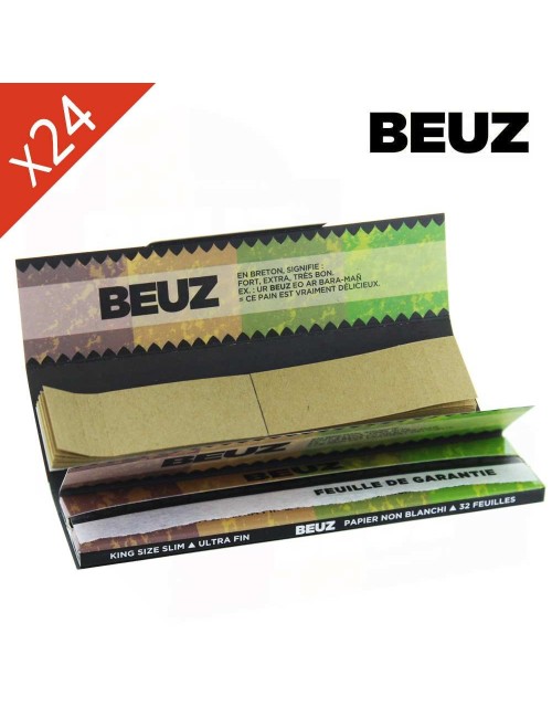 Schachtel mit 24 Beuz Brown Slim King Size Heftchen + Filter