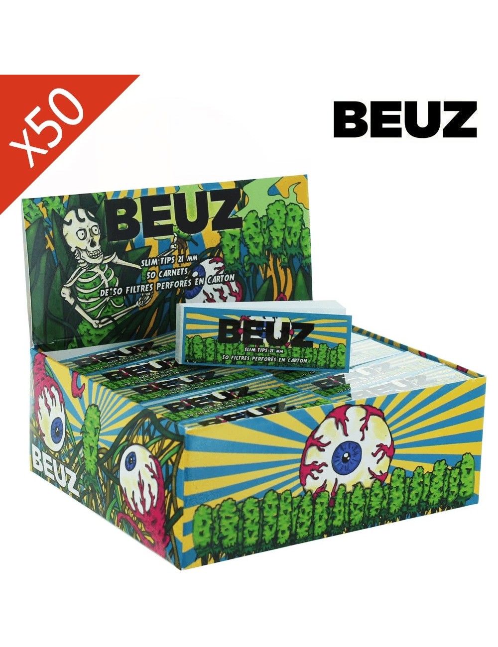 Beuz Slim Skeleton Filtertips 21mm - 50 Heftchen Box