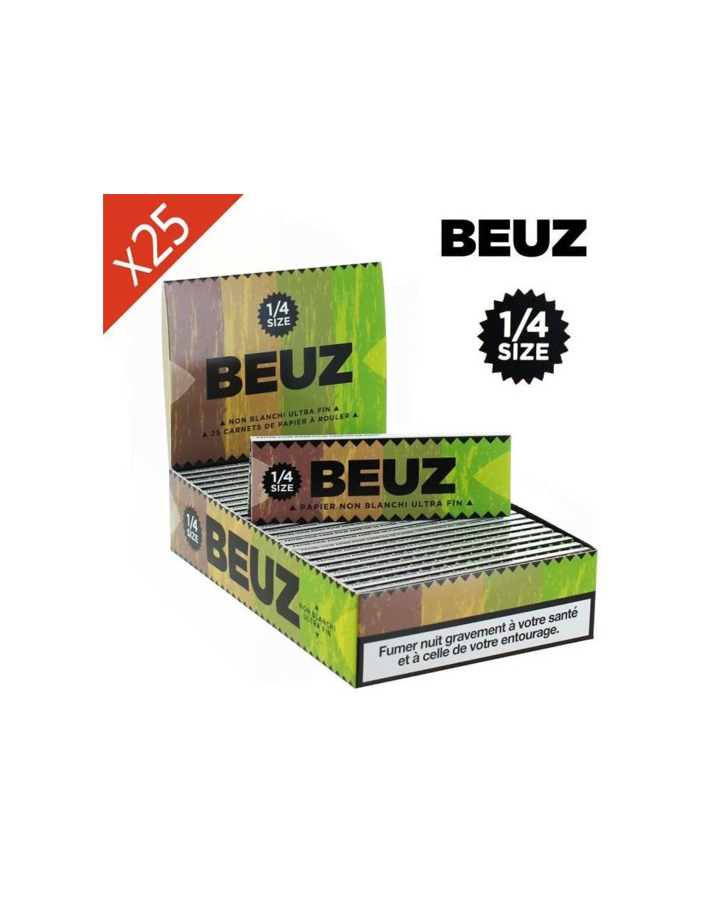 Schachtel mit 25 Heftchen ungebleichte 1/4 BEUZ Blättchen zum Rollen
