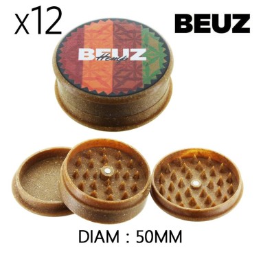 Dose mit 12 Hanf-Grinder 50 mm Beuz Hemp