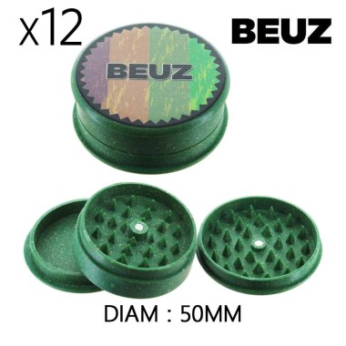 Schachtel mit 12 Hanf-Grinder 50 mm Beuz Green Organic