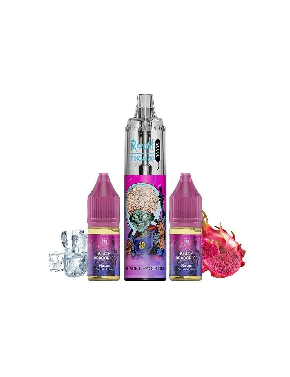 Puff Tornado RandM 20K Schwarzer Drachen Eis 850mAh - Fumot