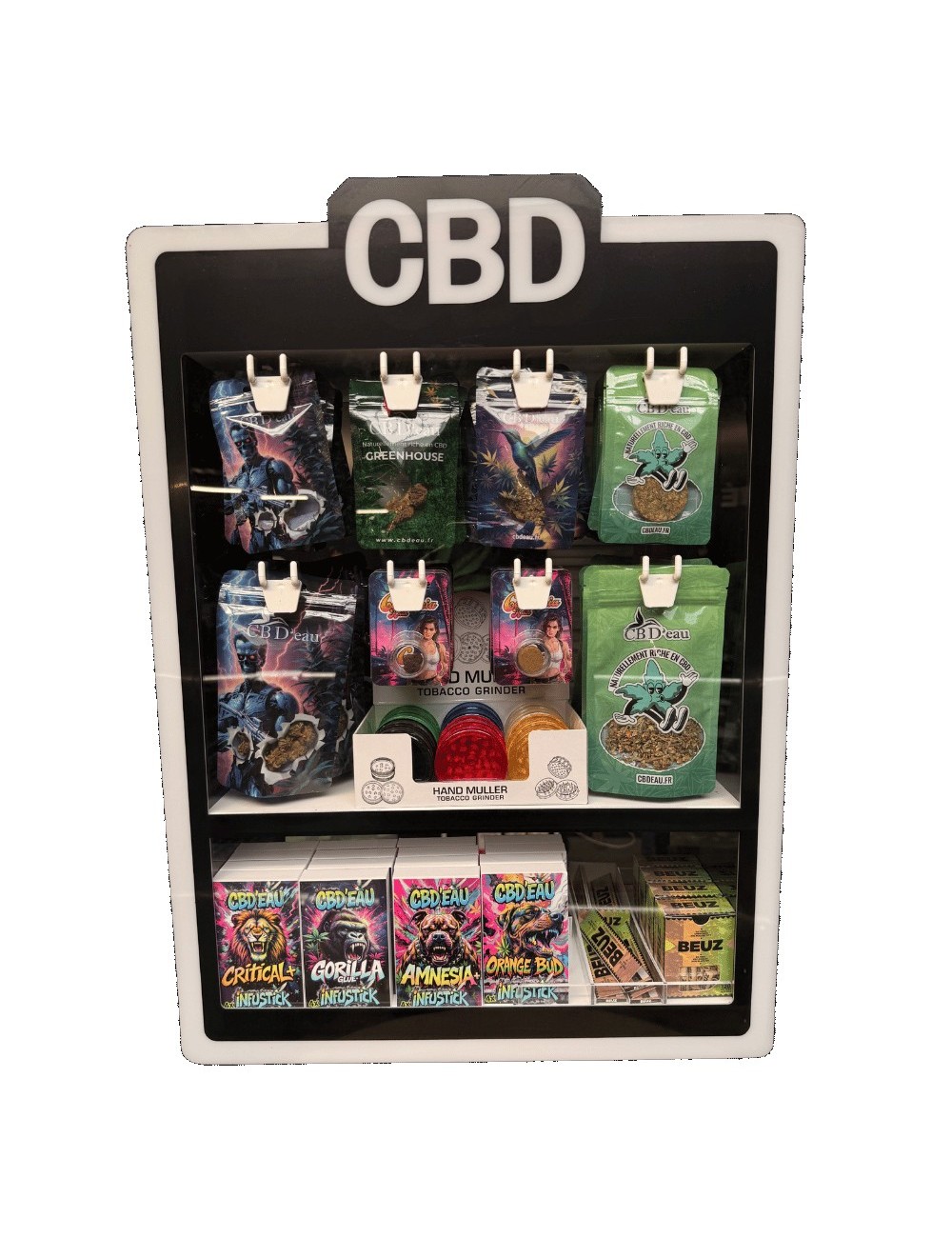 Komplette Auslage CBD-Blüten & CBD-Wasser-Harz