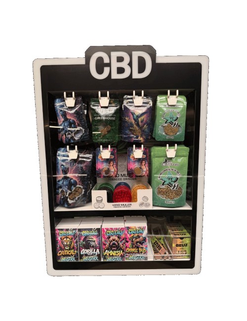Komplette Auslage CBD-Blüten & CBD-Wasser-Harz