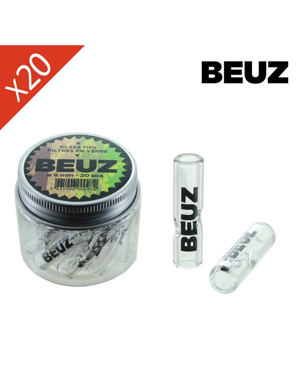 Boîte de 20 Filtres en verre 3cm x 8mm BEUZ