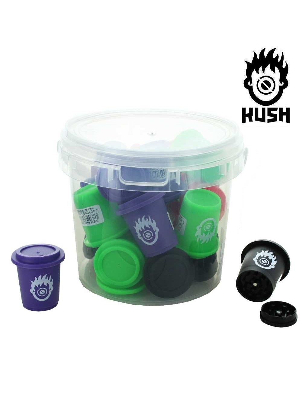 Lot de 18 Boites en plastique Kush avec mini Grinder