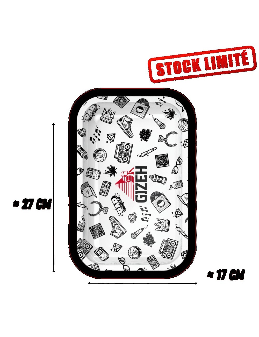 Plateau de Roulage GIZEH Comic Blanc Taille M - 275x175mm