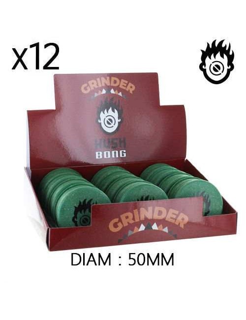 Boîte de 12 Grinders en chanvre 50 mm Kush Bong Green Organic
