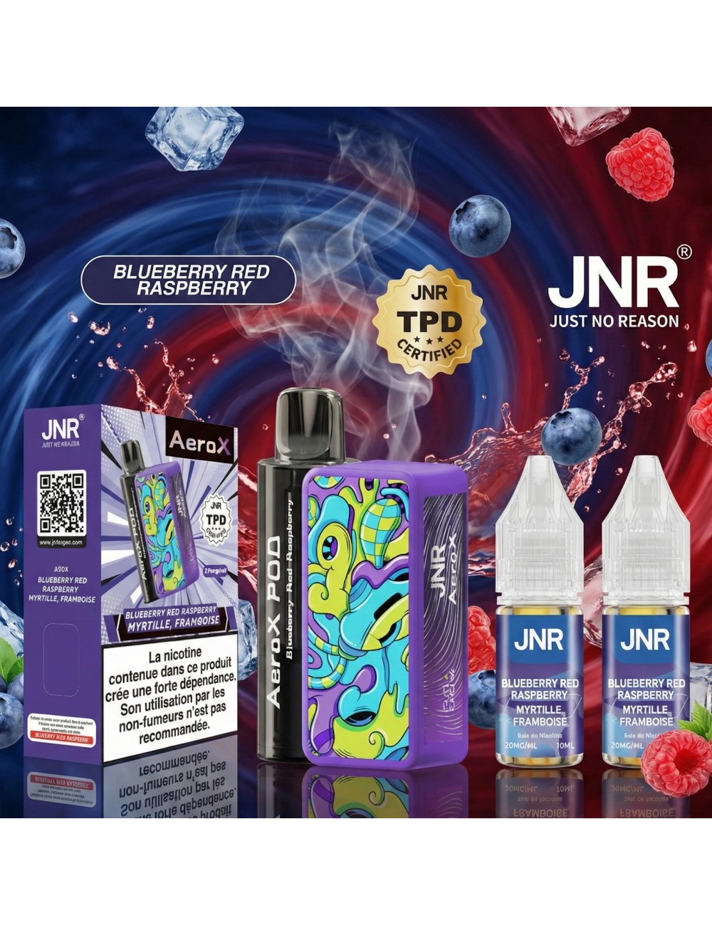 JNR Puff AeroX 32K Blueberry Red Raspberry - 2% nicotine