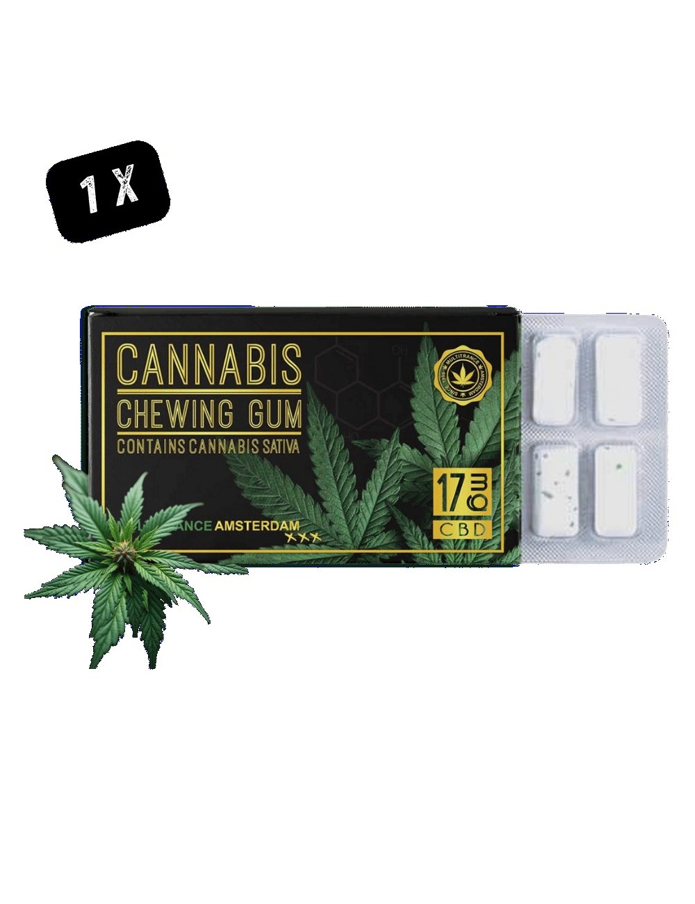 Chewing Gum CBD Cannabis Sativa 17mg - Pack 12 Pièces