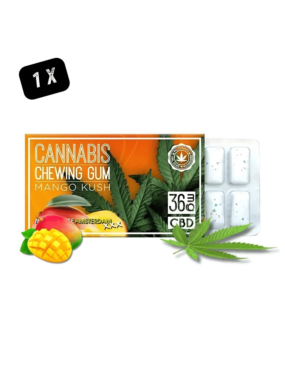 Chewing Gum CBD Multitrance 36mg Mango Kush - Pack 12 pièces