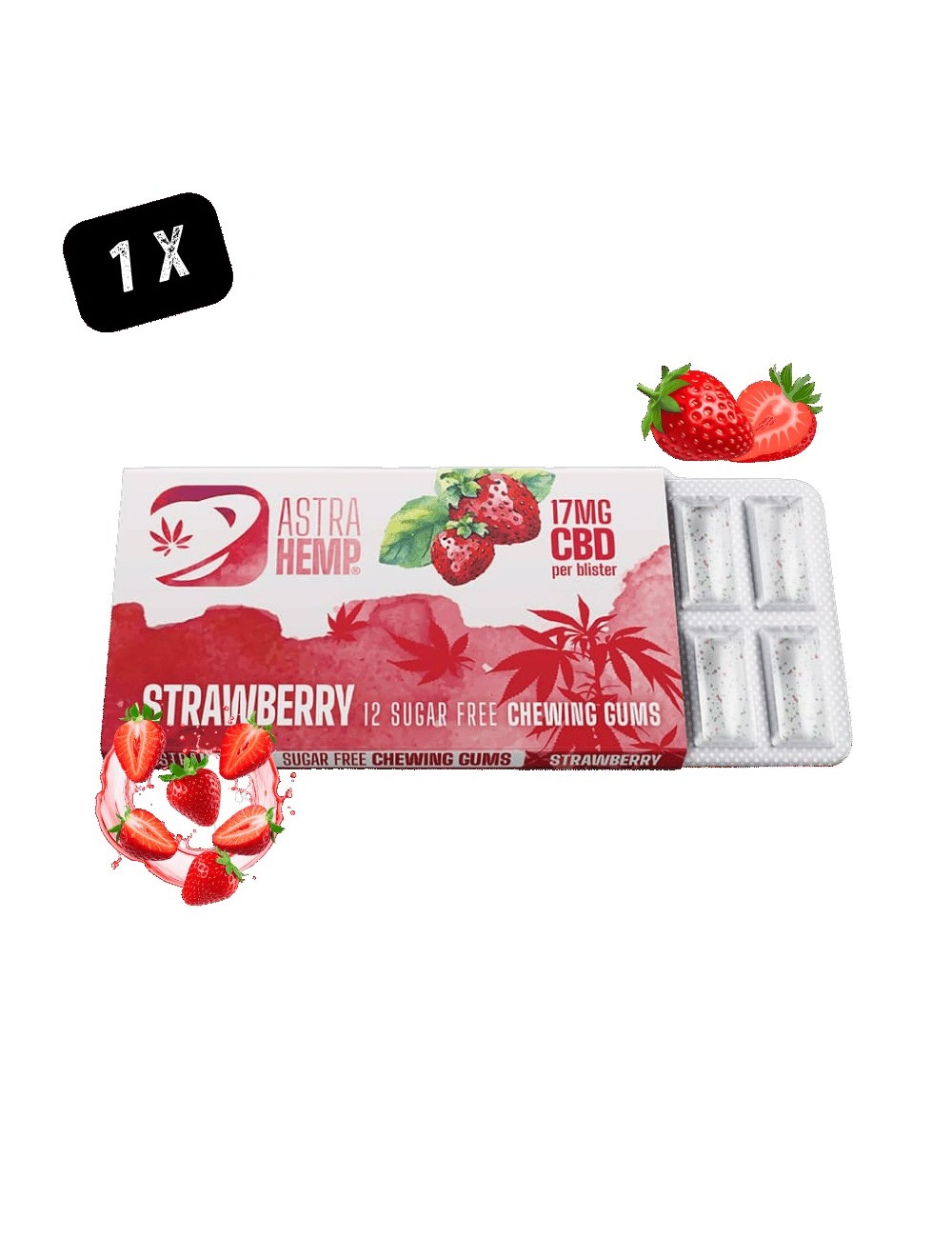 Chewing Gum Astra Hemp CBD 17mg Fraise - Pack 12 Pièces