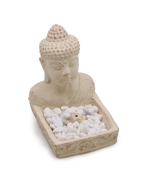 Brûleur d'Encens Buddha Feng Shui Crème | Porte-Encens Béton 15cm