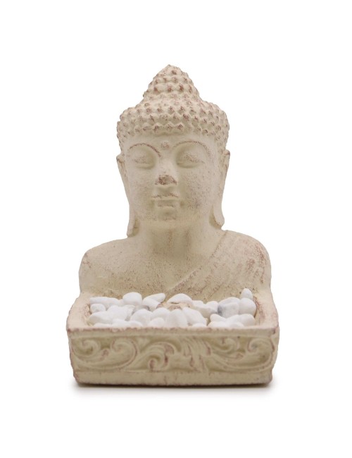 Brûleur d'Encens Buddha Feng Shui Crème | Porte-Encens Béton 15cm
