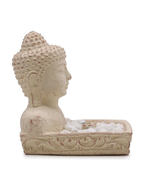 Brûleur d'Encens Buddha Feng Shui Crème | Porte-Encens Béton 15cm