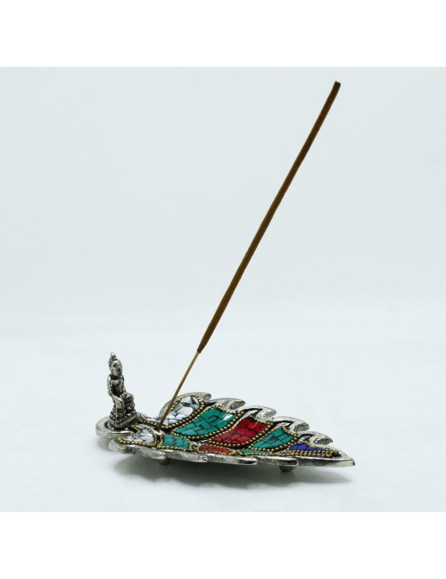 Porte-Encens Tibétain Feuille Bouddha | Décor Spirituel Authentique