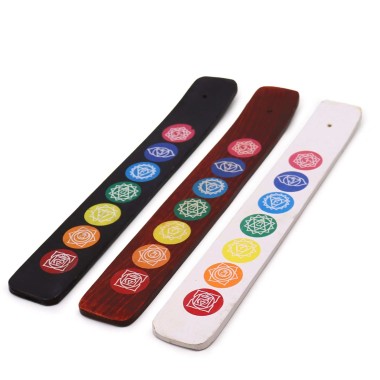 Porte-Encens Chakra Bois Manguier 26cm | 7 Chakras Colorés | Spiritualité