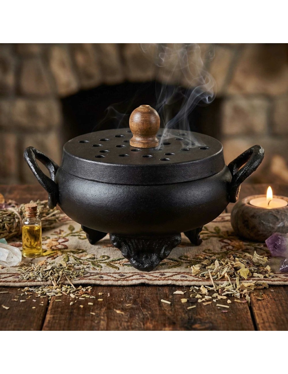 Brûleur d'Encens Chaudron en Fonte - Design Mystique et Durable