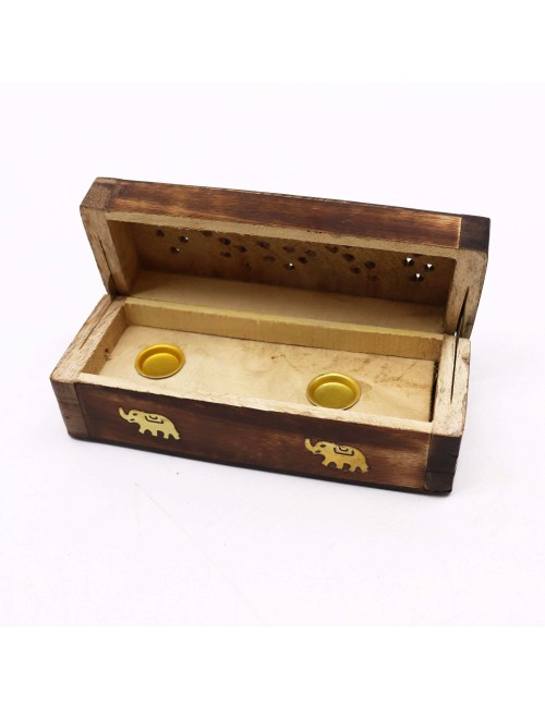 Boîte Encens Cônes Bois Manguier 15cm | Porte-Encens Artisanal Indien