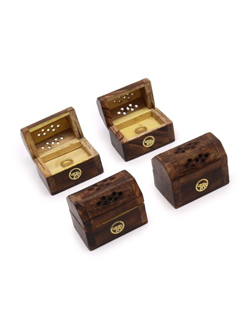 Mini Boîte Brûleur Cônes d'Encens Bois de Manguier | Porte-encens Artisanal